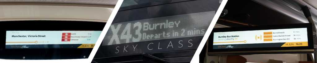 on bus screens and destination blinds
