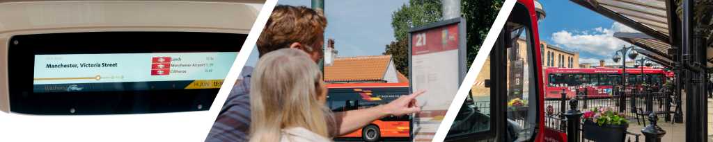 on bus screens, roadside information and the bus station in Harrogate